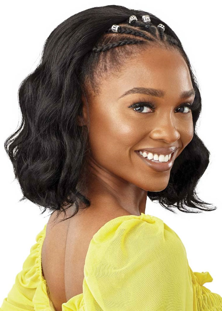 Celestial Waves Converti Cap Synthetic Yaki Wavy Half Wig Outre UK - Styled