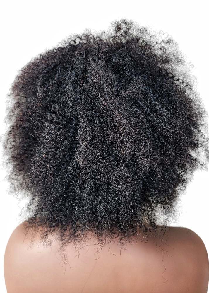 Natural human hair afro headband wig