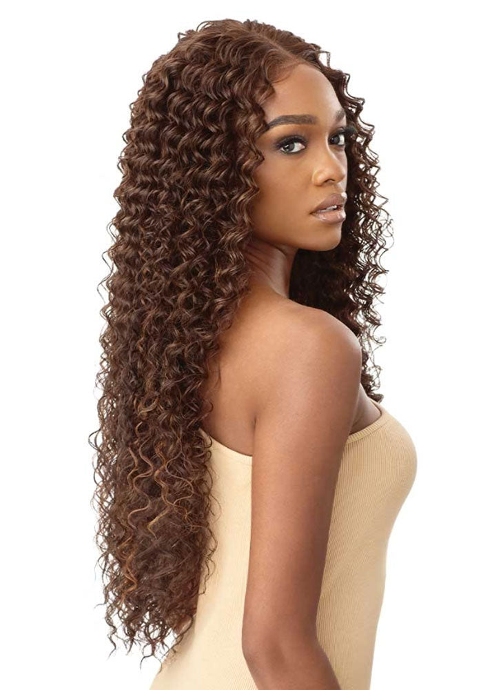 Kayreena 360 Lace 13x6 Frontal Human Hair Blend Long Curly Wig Outre UK - Right