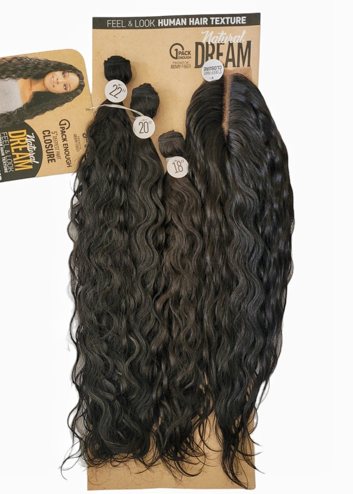 Natural Dream Breezy Crimp Bundles and Closure