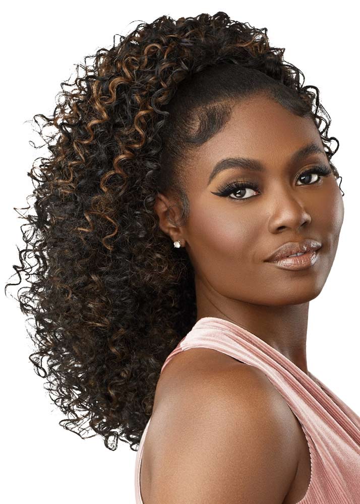 Long curly ponytail for black women amberly outre
