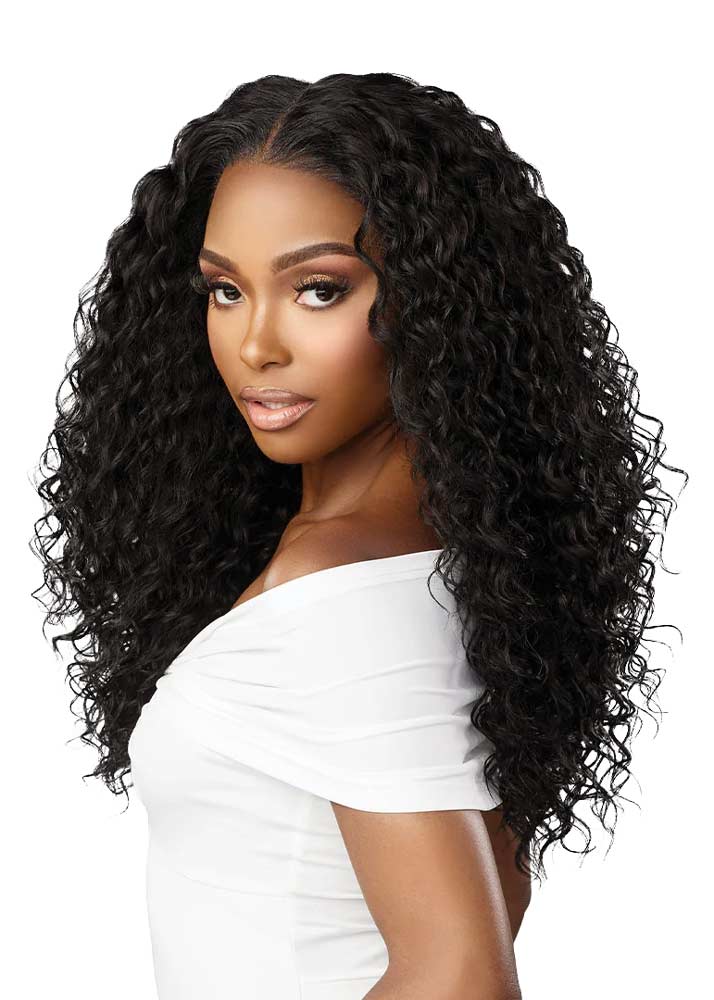 Long curly lace front wig black women