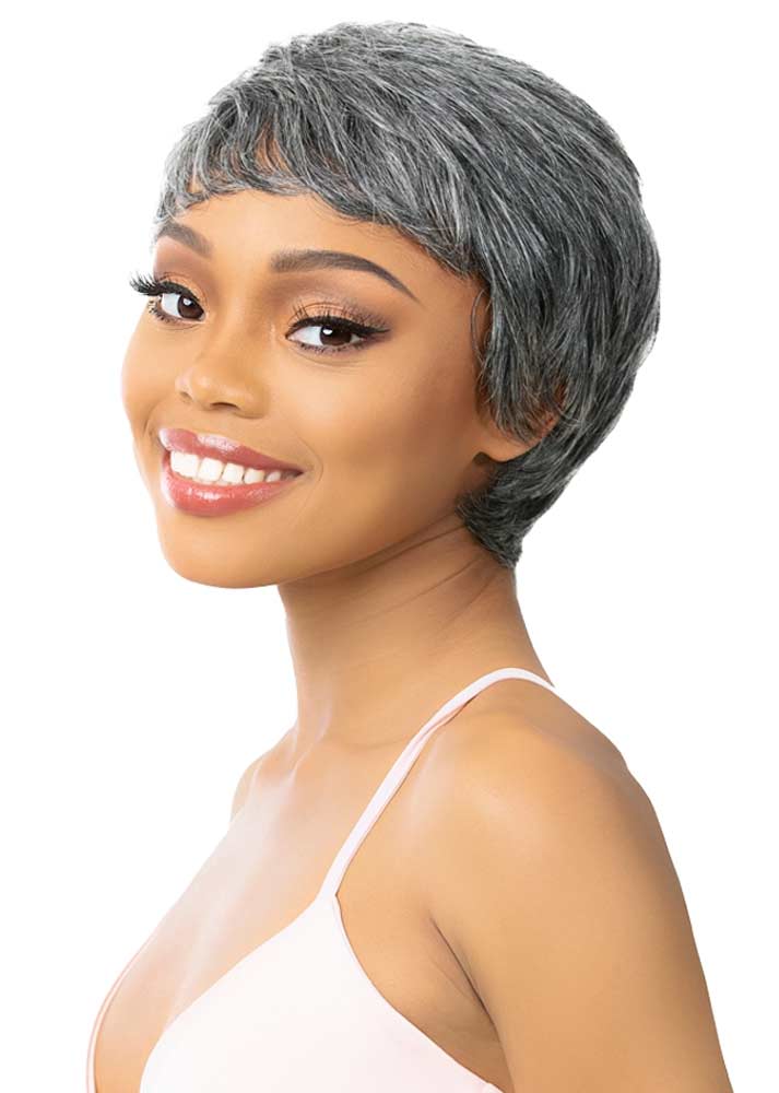 Gray human hair short wig