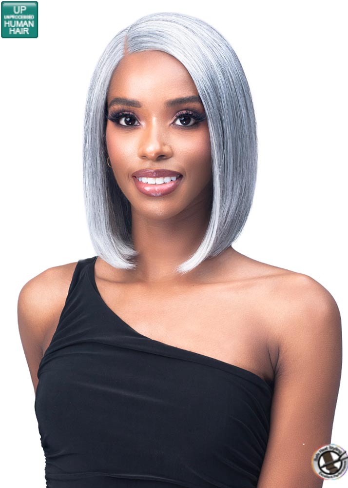 black woman grey human hair wig rosalie