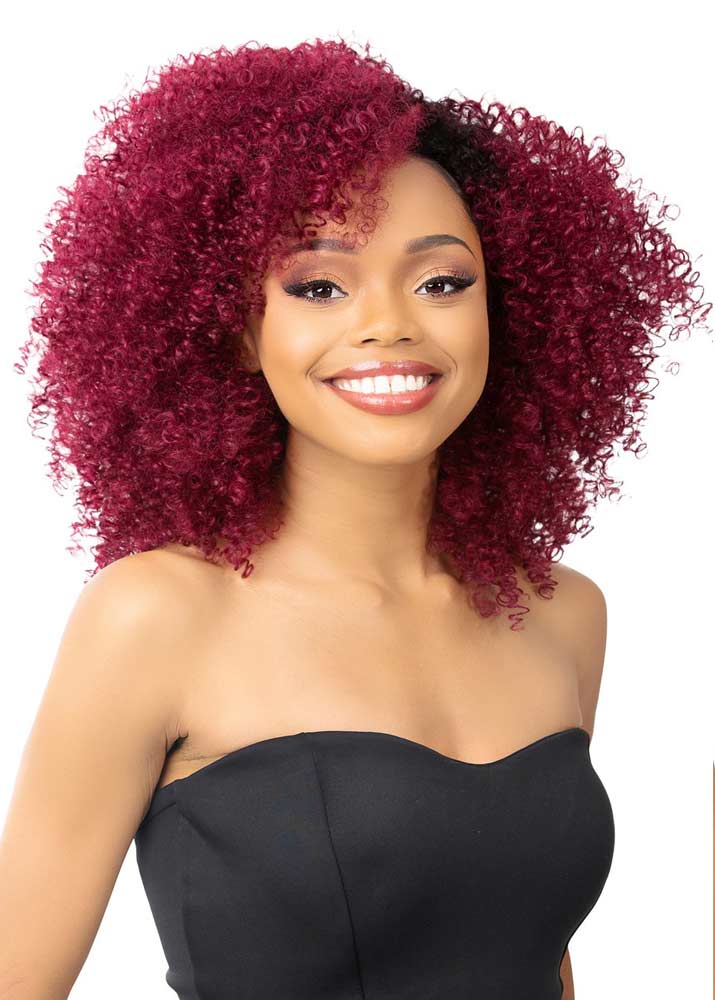 nutique red coily half wig bbh