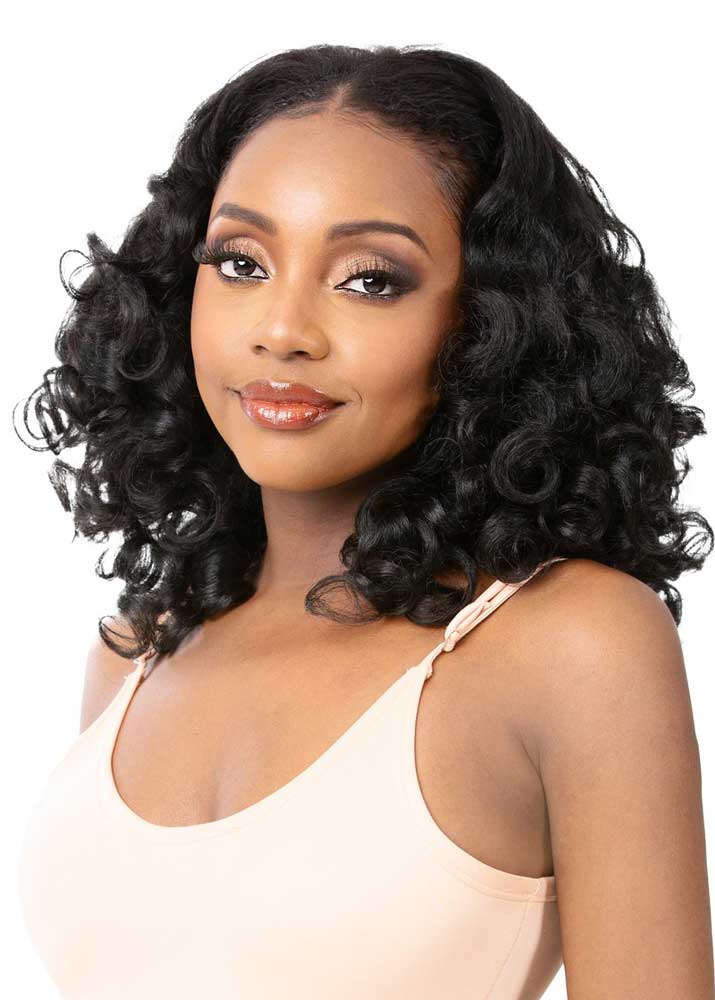 Natural rod set human hair half wig