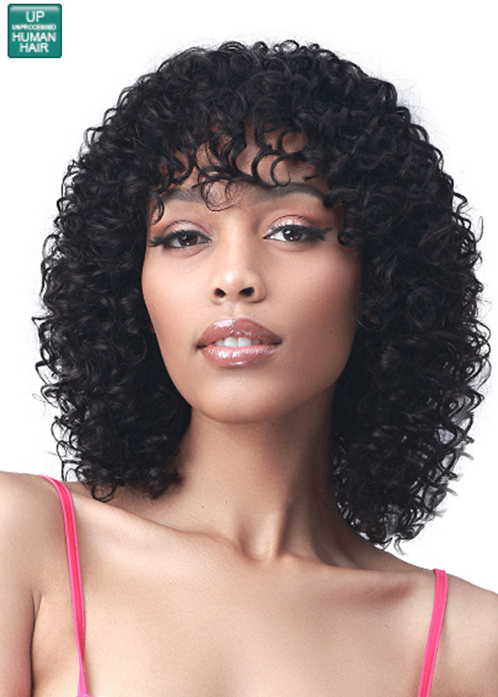 MH1282 Brone Human Hair Natural Curly Bob Wig Bobbi Boss UK Back