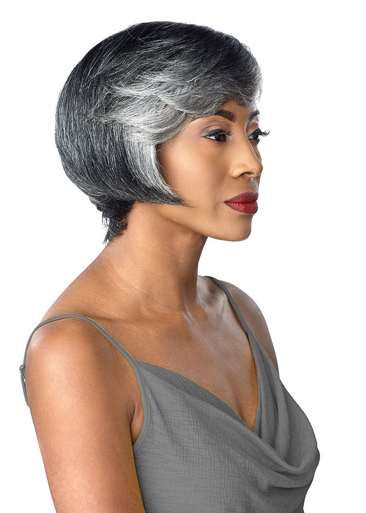 Nyla Empire Short Bob Full Cap Wig Sensationnel UK Grey Wig Side