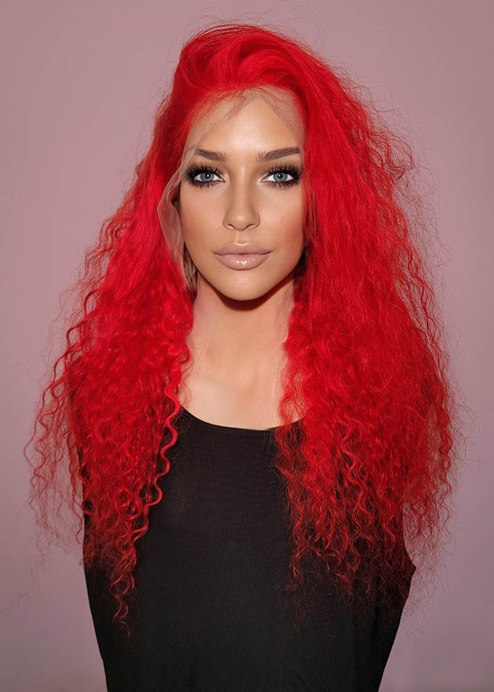 Enya red human hair lace wig