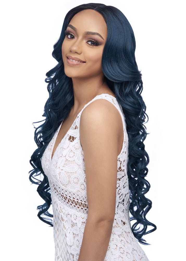LH003 UHD Lace Part Long Curly Synthetic Wig Harlem 125 UK - Left Side