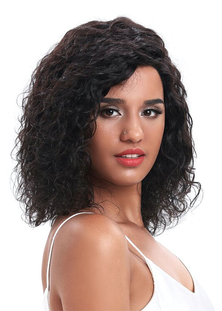 Leona Virgin Gold 100% Remy Human Hair Curly Lace Front and Part Wig Sleek UK