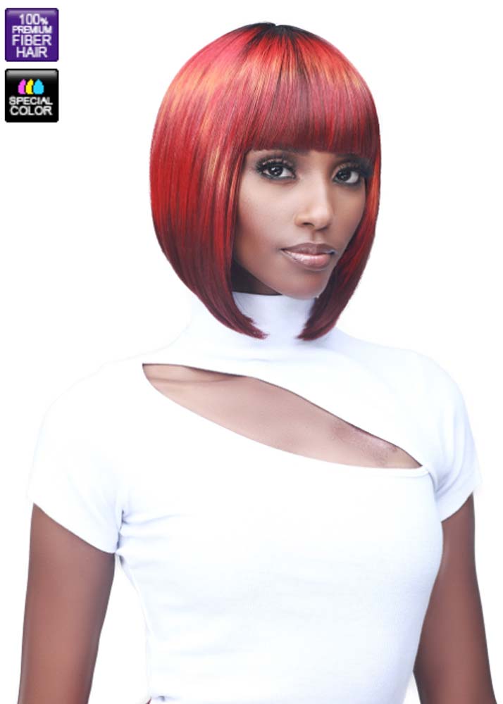 M1034 Makayla Synthetic Graduated Bob With Fringe Wig Bobbi Boss UK