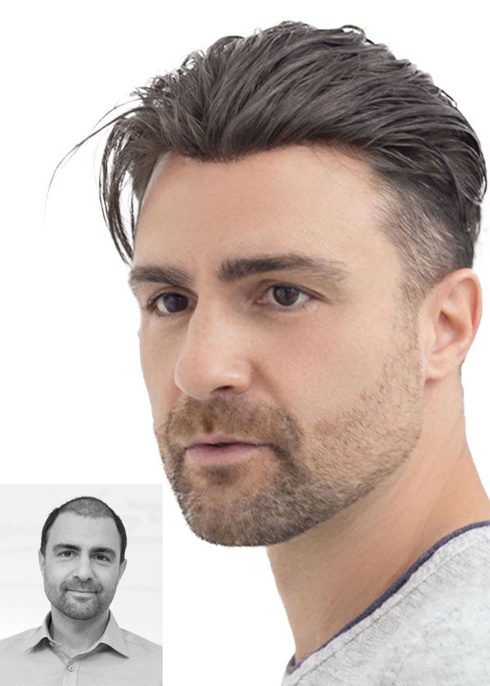 Perma Solid PermaFit Permanent Human Hair Whole Lace Wig For Men Ellen Wille UK - with before photo
