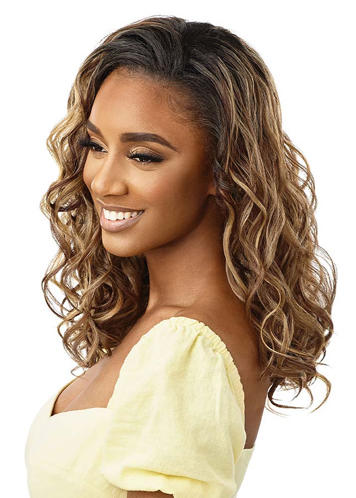 Dreamy Bounce Synthetic Converti-Cap Drawstring Half Wig Outre UK - Side VIew