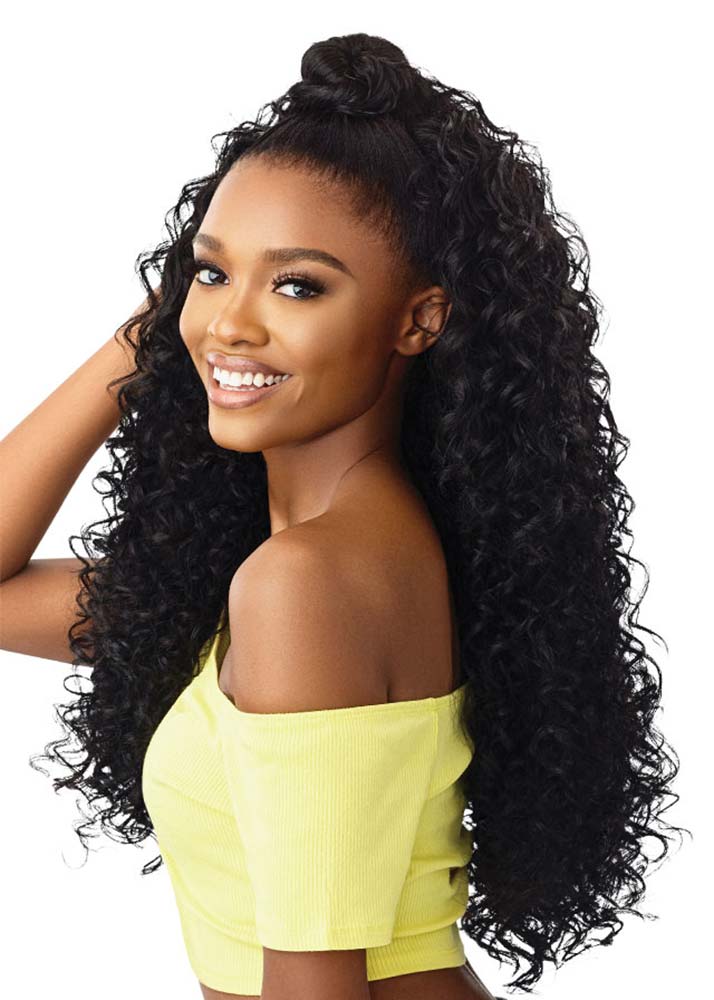 Honey Peaches Curly Converti-Cap Synthetic Half Wig Outre UK - 1B