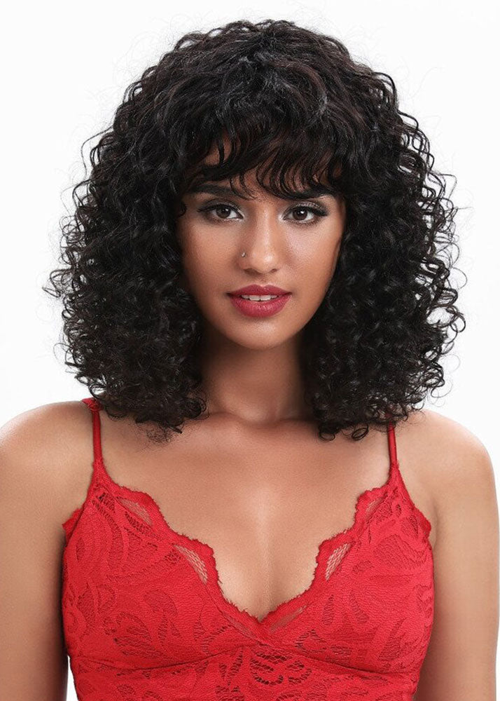 Sharon Virgin Gold Human Hair Curly Wig Sleek UK