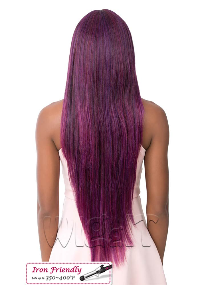 Casio Bang Wig Full Cap Extra Long Straight Wig with Fringe It's A Wig UK Purple Sangria
