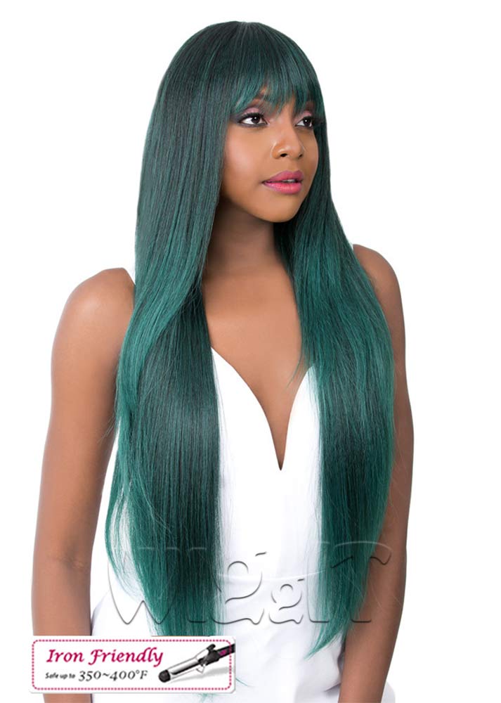 Casio Bang Wig Full Cap Extra Long Straight Wig with Fringe It's A Wig UK Dark Teal