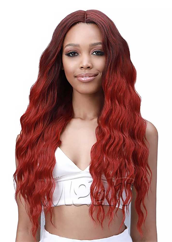 MORE VIEWS   BOBBI BOSS MISS ORIGIN DESIGNER MIX 12A WEAVE BUNDLE - NATURAL BEACH CURL 3PCS + 5" DEEP LACE CLOSURE (COMPLETE PACK) T1B / RED