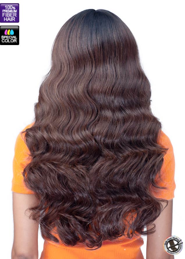 fatima wig bobbi boss brown with honey money piece highlights back