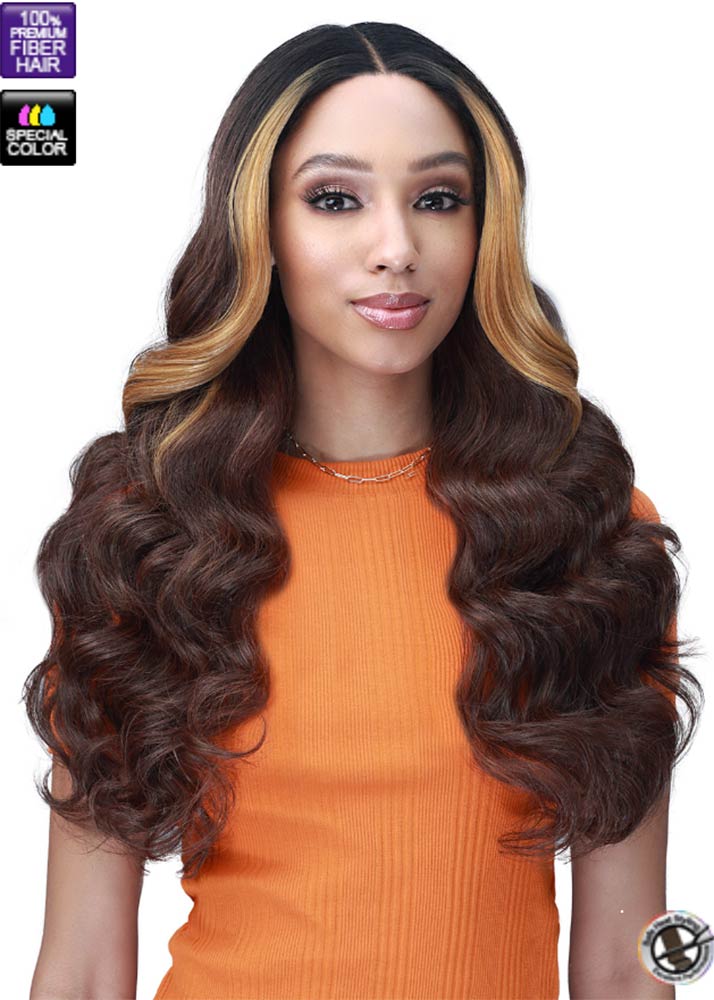 fatima wig bobbi boss brown with honey money piece highlights