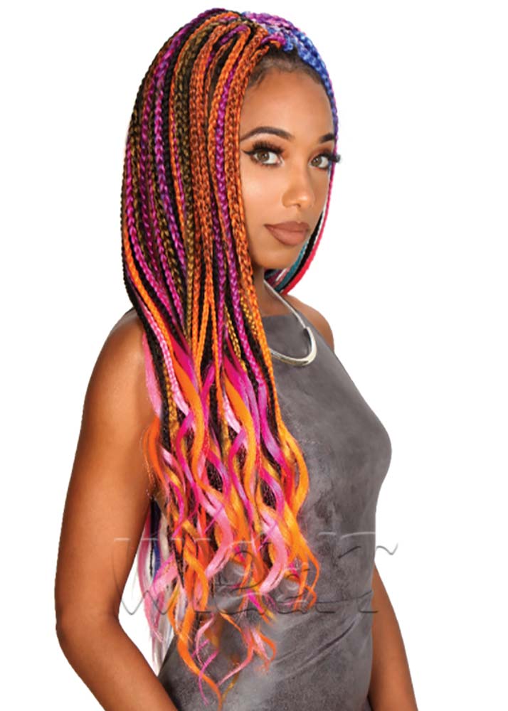 Neon Box Braids Orange/Blue