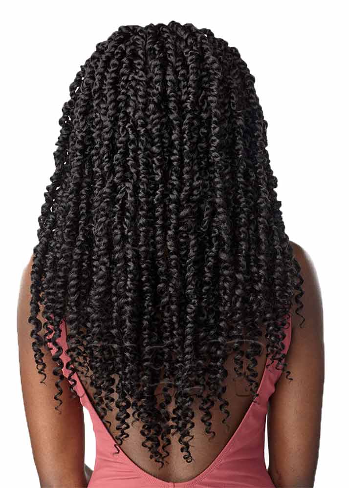 Sensationnel UK 18" Pre-Looped Passion Twist Water Wave Crochet Braid Lulutress Curly Crochet Braid Back View