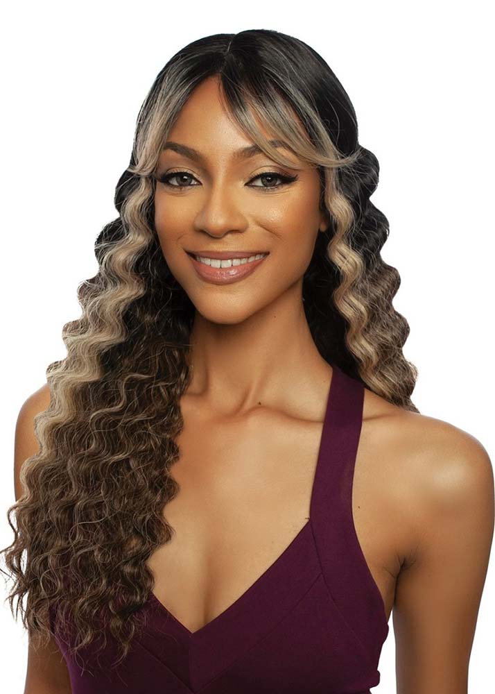 RCTD206 Brenna HD Lace Crimped Wave Wig with Fringe Mane Concept UK - FR1B/Suede