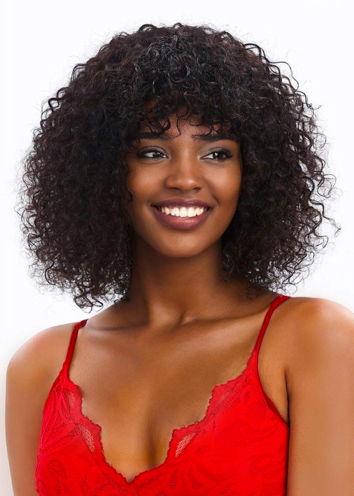 Zarrin Virgin Gold Remy Human Hair Curly Wig With Fringe Sleek U