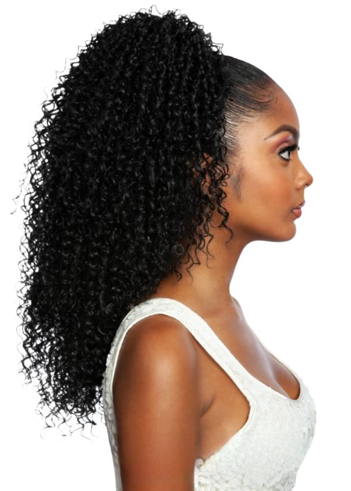Coily drawstring human hair ponytail 