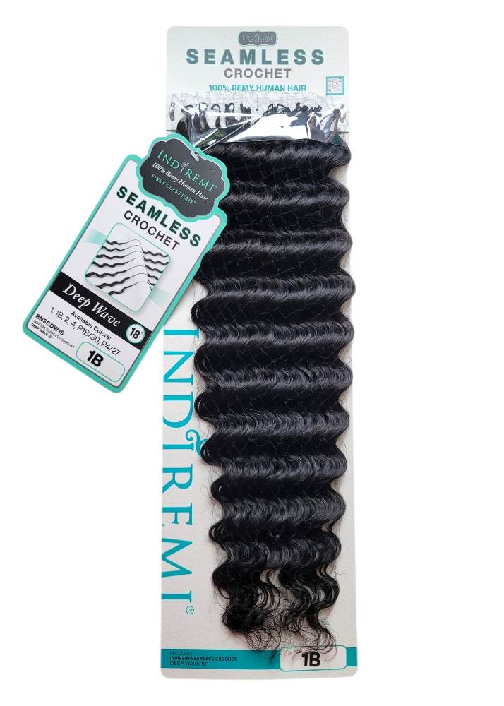 Indiremi Seamless Human Hair Crochet DEEP WAVE 18"