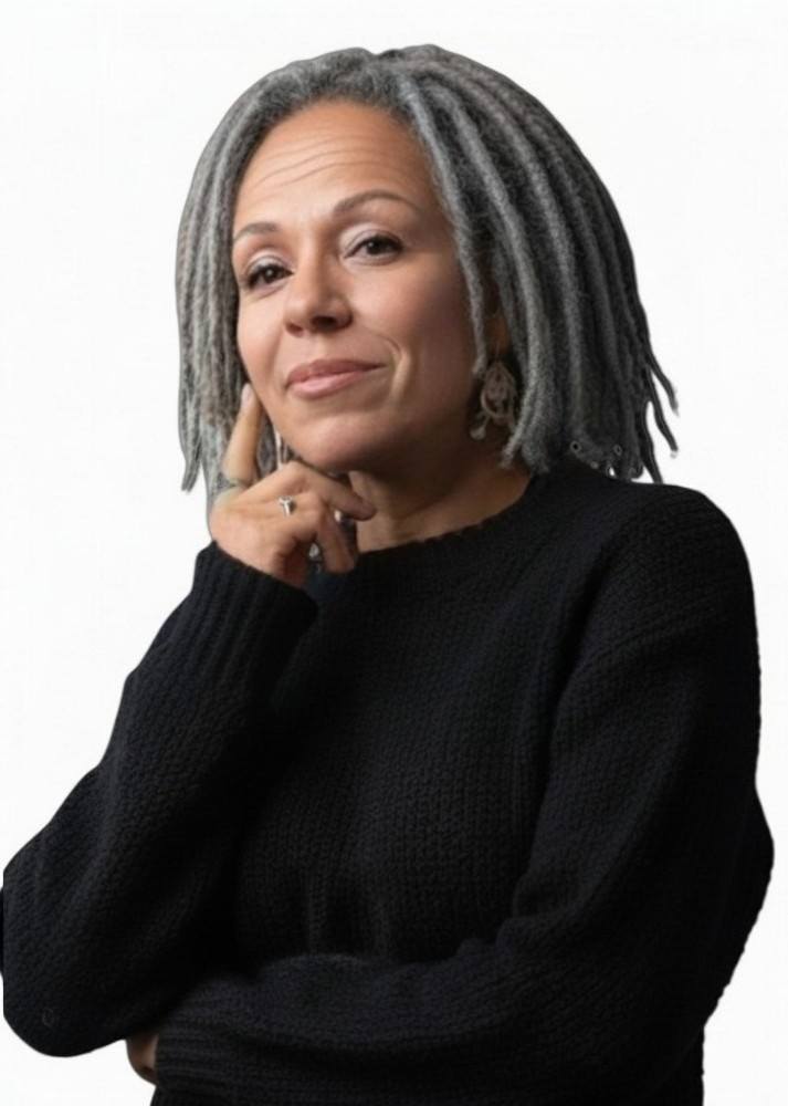 Mature lady with grey human hair Natural loc twists