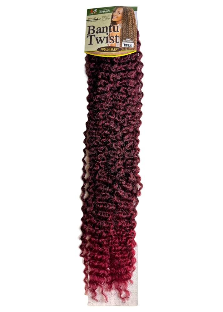 Bantu twist crochet hair in burgundy ombre shade