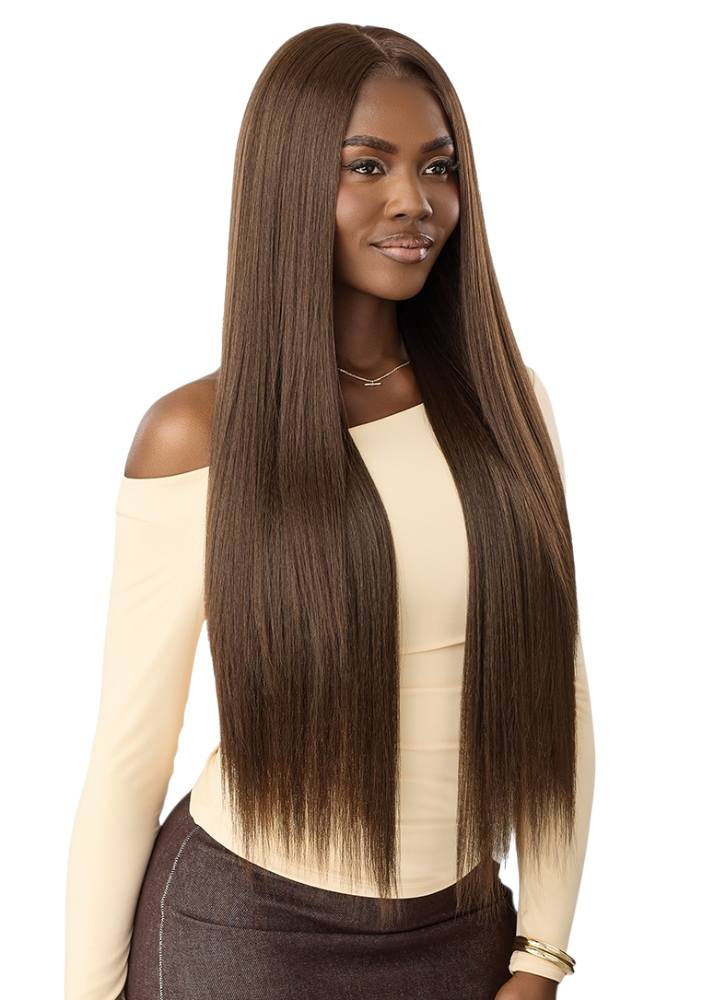 Outre NUEBLEND HHB 34" Razor Cut extra long straight brown human hair wig