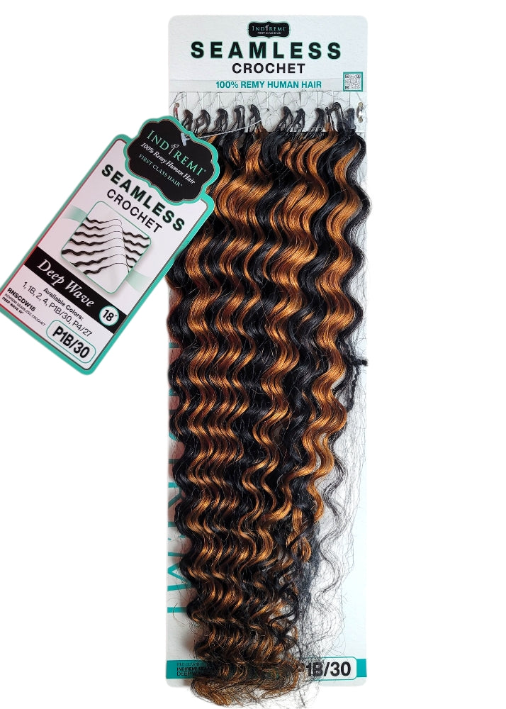 Indiremi Seamless Human Hair Crochet DEEP WAVE 18"