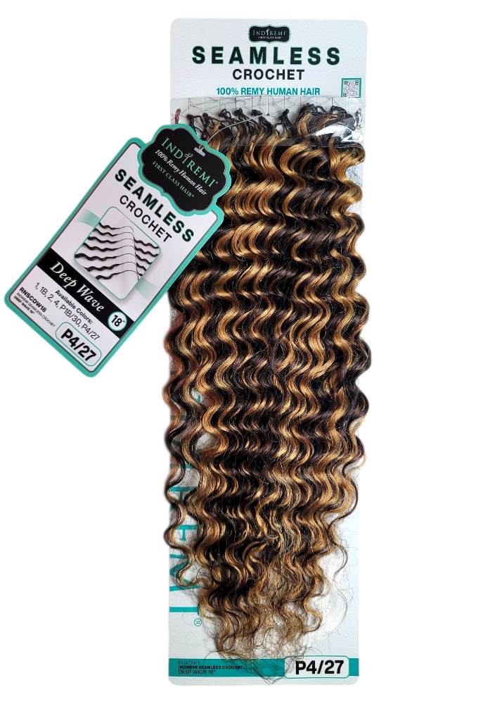 Indiremi Seamless Human Hair Crochet DEEP WAVE 18"