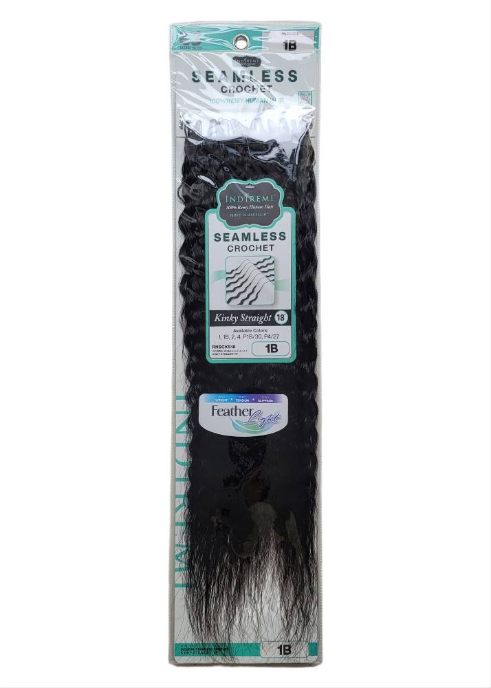 Indiremi Seamless Human Hair Crochet KINKY STRAIGHT 18"