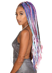 Neon Box Braids Orange/Blue